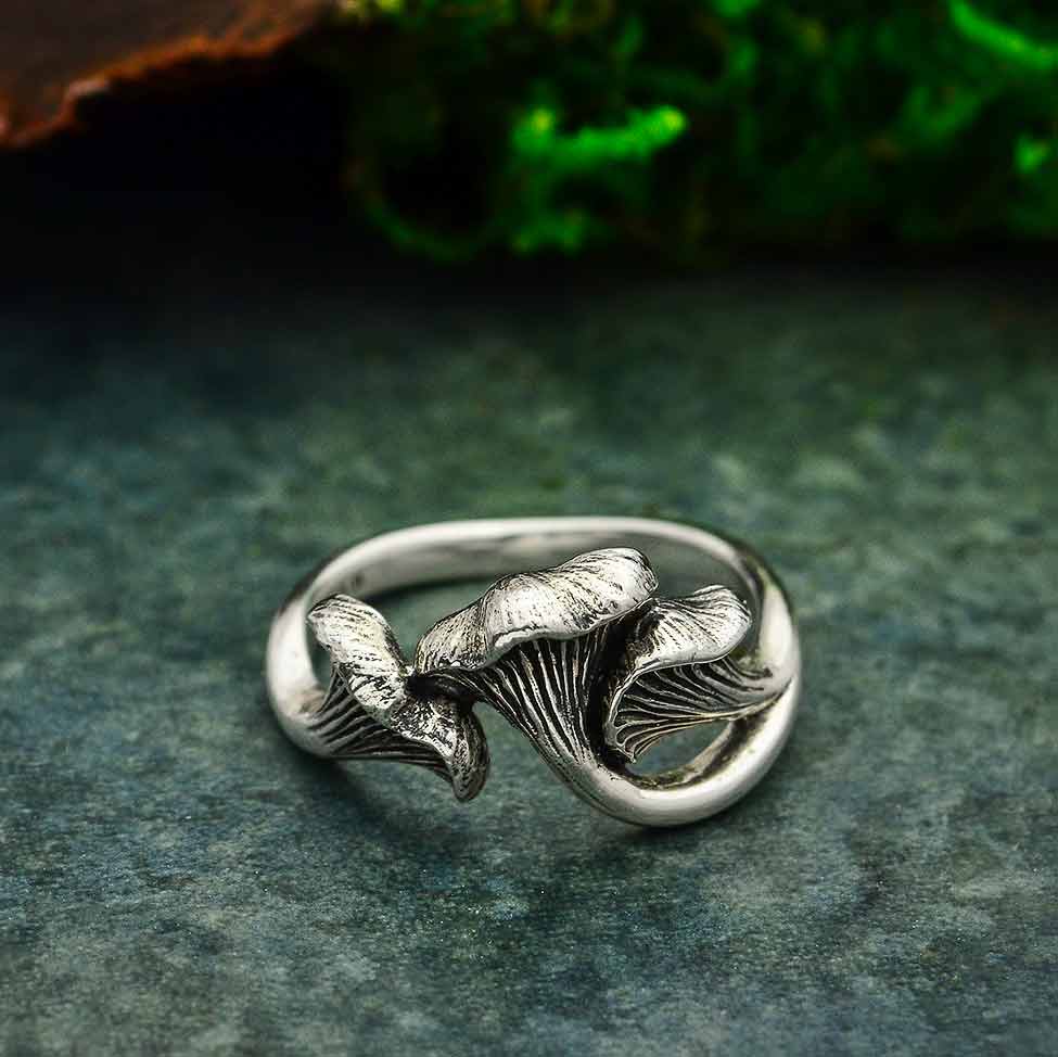 Chanterelle Mushroom Ring in Silver