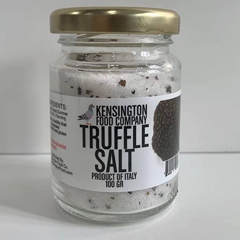 A jar of Italian Truffle Salt with a gold lid.