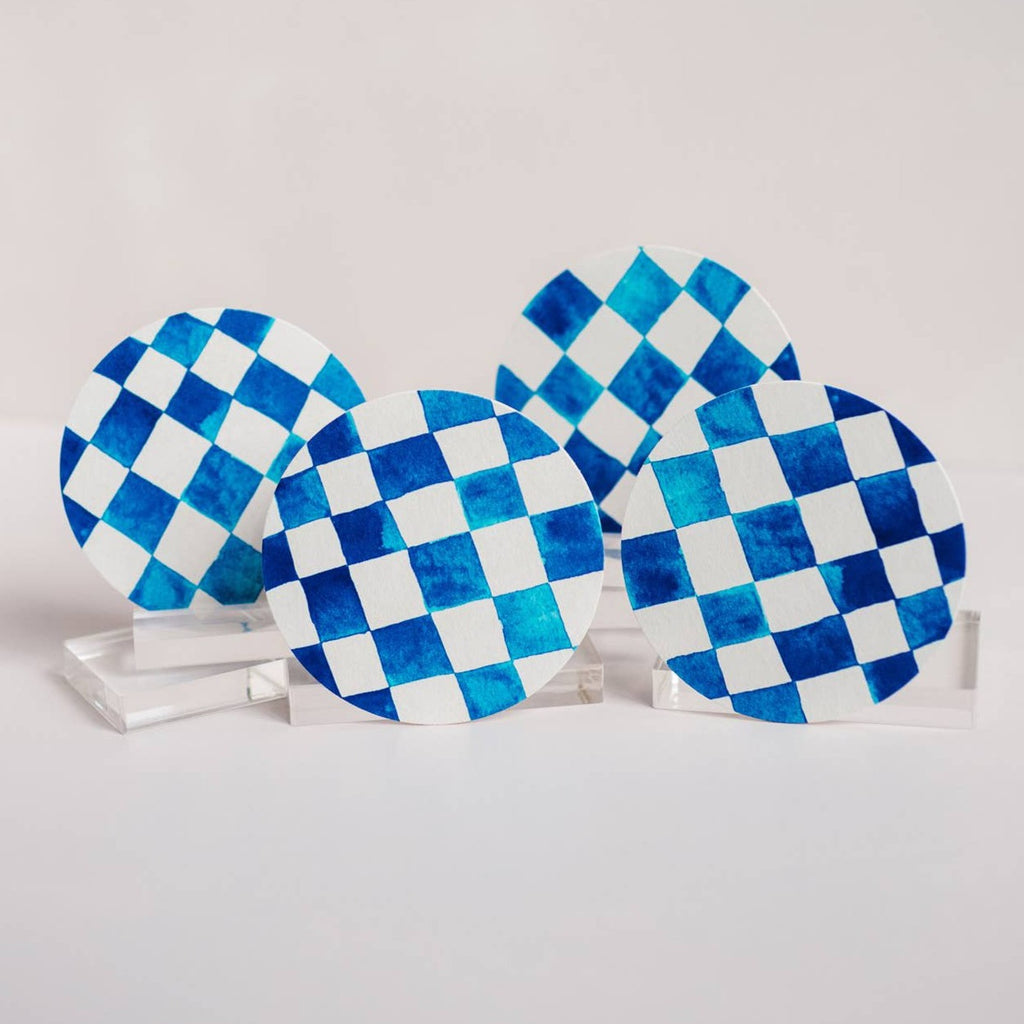 Blue Checkered Coasters
