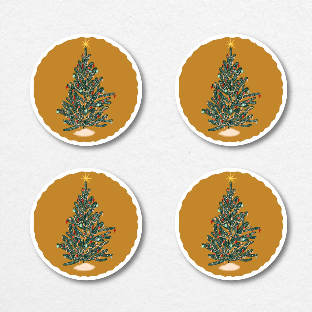 Golden Christmas Tree Coasters