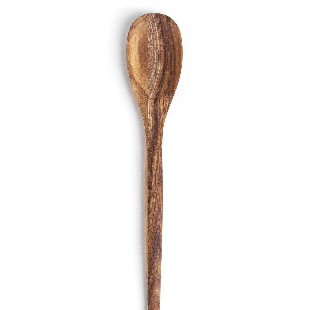 A medium brown Acacia wooden spoon.