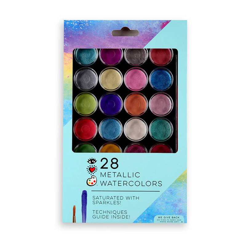 The watercolor set in its packaging.