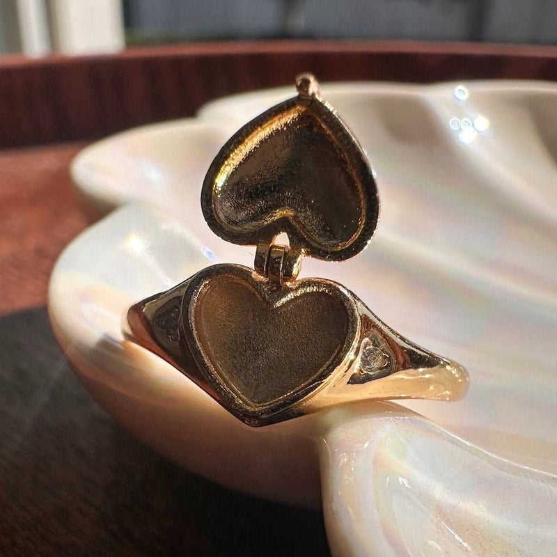 An open Heart Locket Ring.