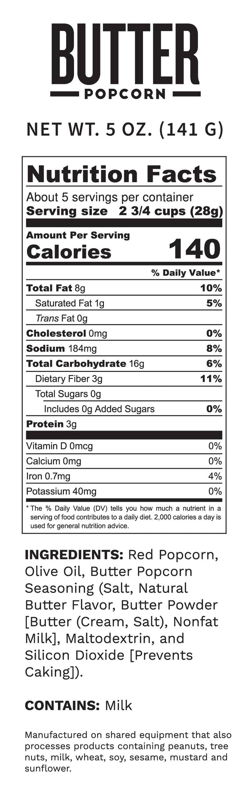 The Nutrition Facts and Ingredients list.