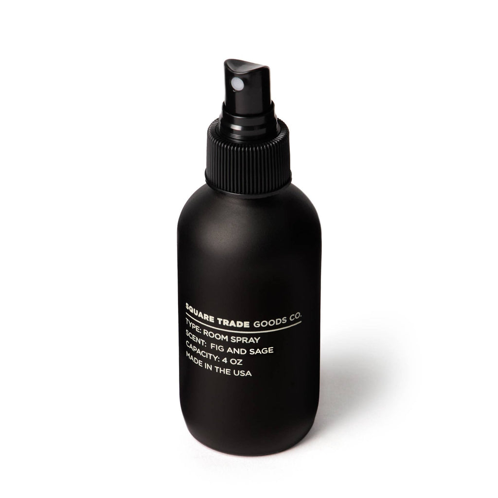 A matte black bottle of Fig & Sage Room Spray.