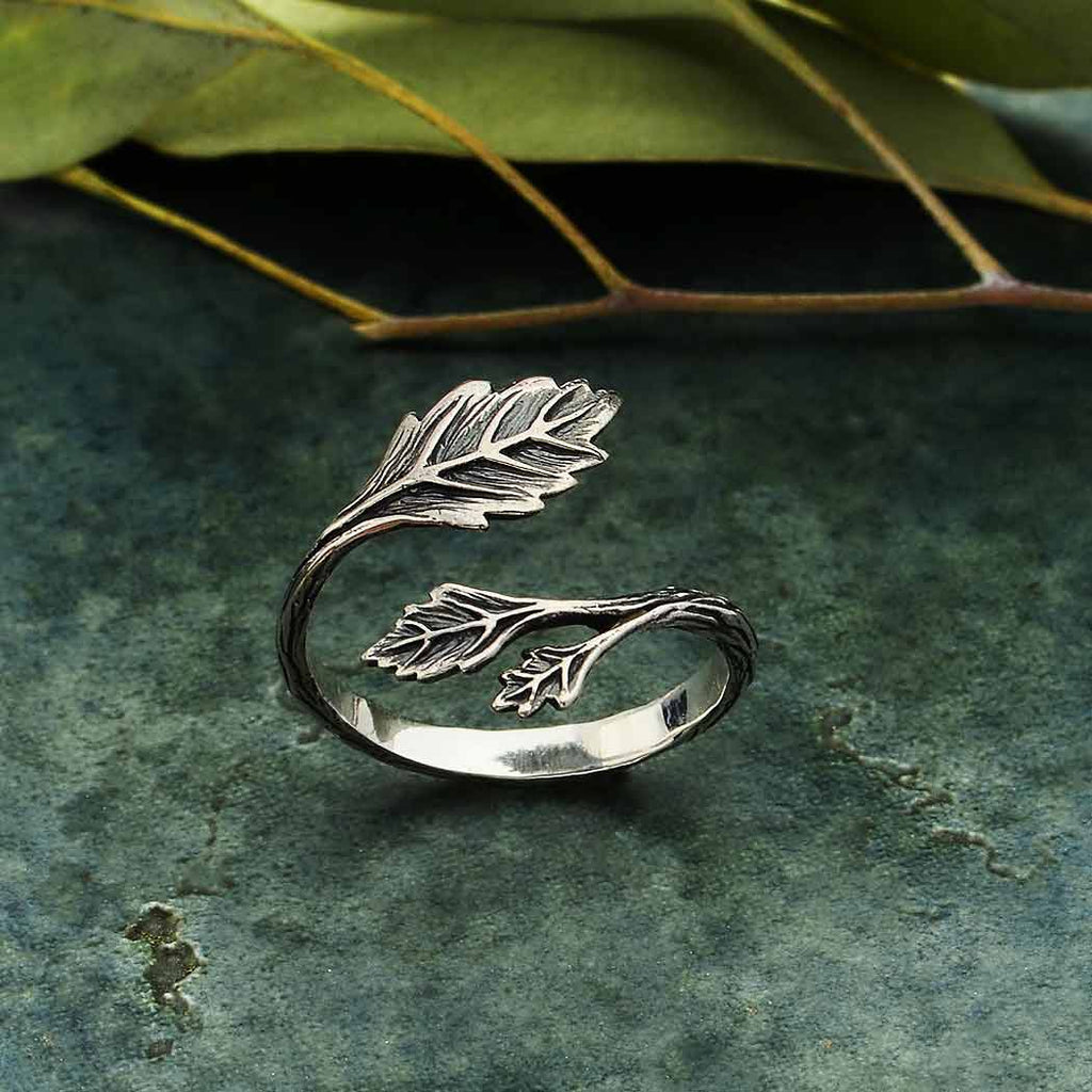 Leaf Adjustable Ring in Silver