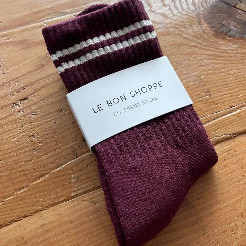 Boyfriend Socks in Maroon