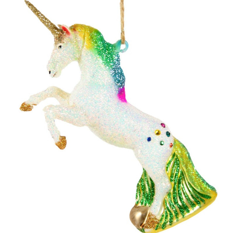 Glittered Rainbow Unicorn Ornament