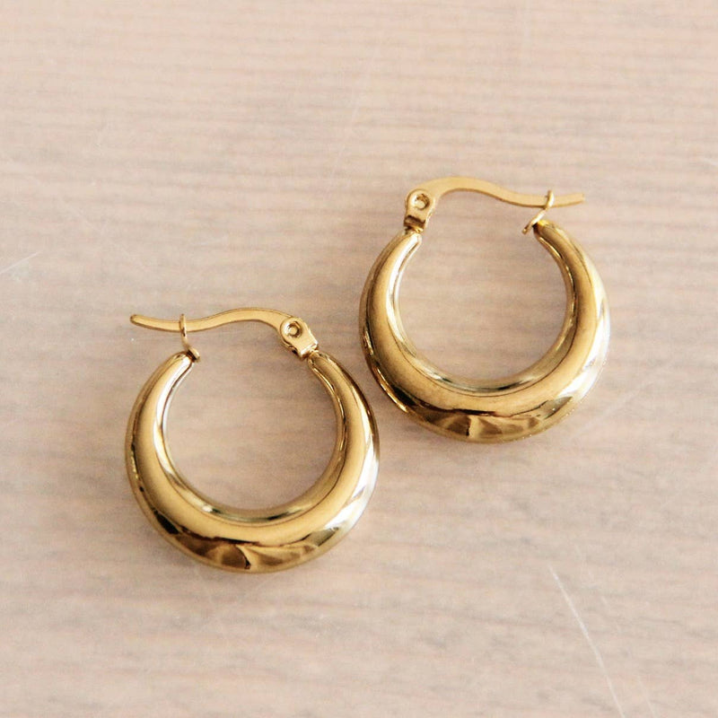 Wide Hoop Earrings in Gold