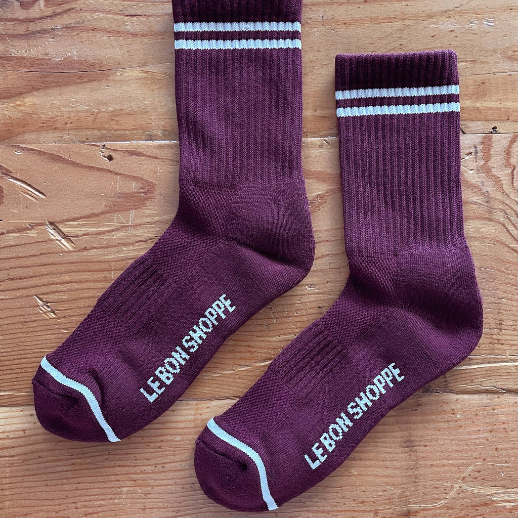 Boyfriend Socks in Maroon