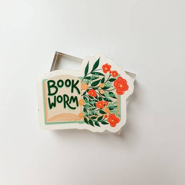 Bookworm Floral Reader Sticker