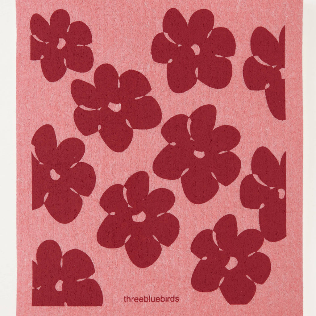 Pink Flower Power Swedish Dishcloth