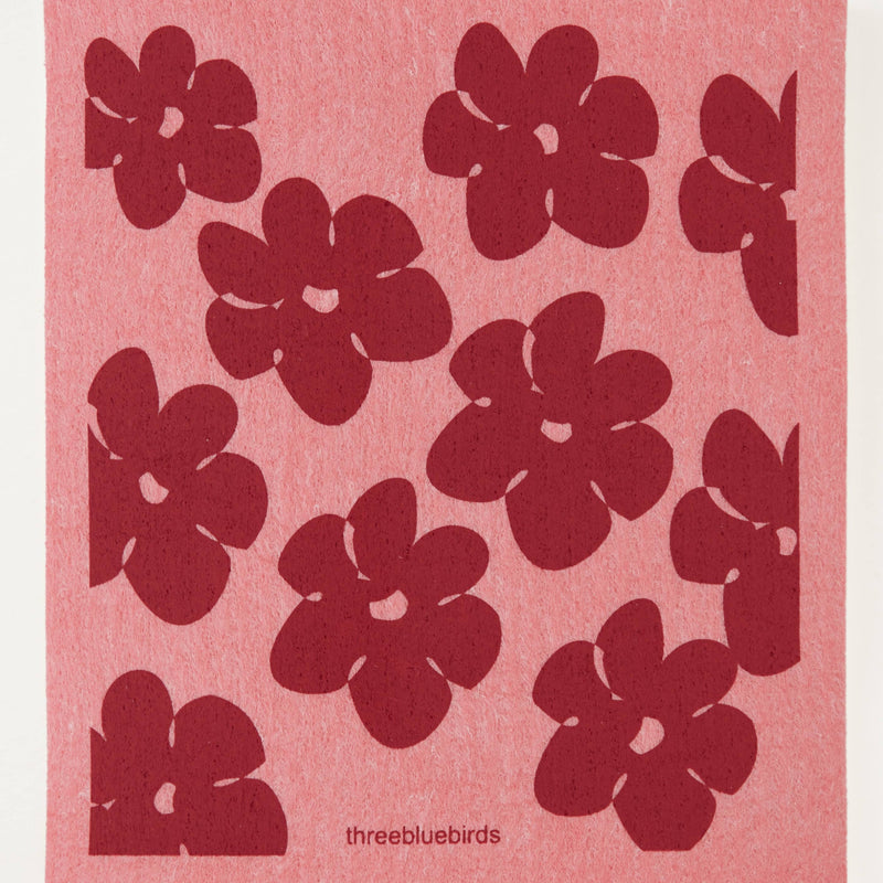 Flower Power in Pink Swedish Dishcloth