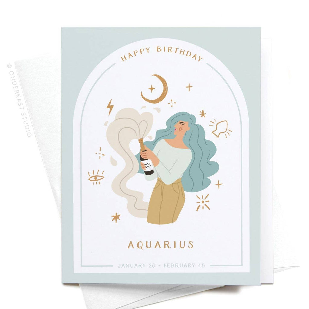 Happy Birthday Aquarius Zodiac Greeting Card