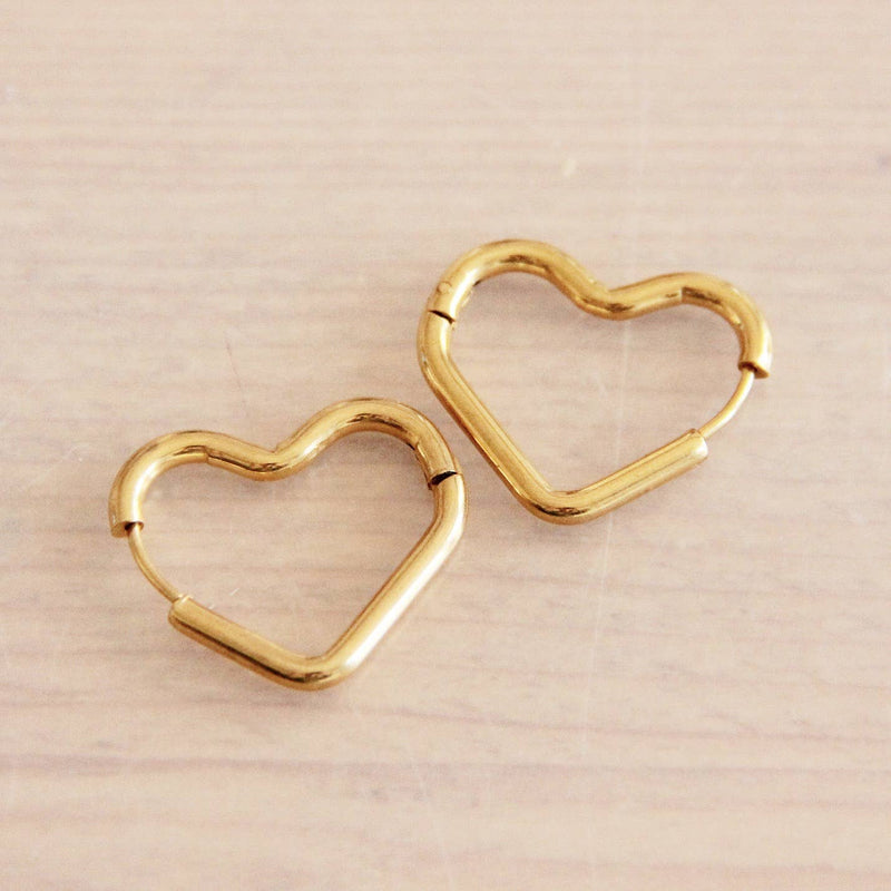 Heart Hoop Earrings in Gold