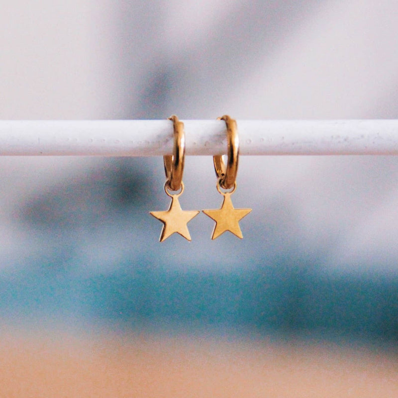 Mini Star Hoops in Blue Gold