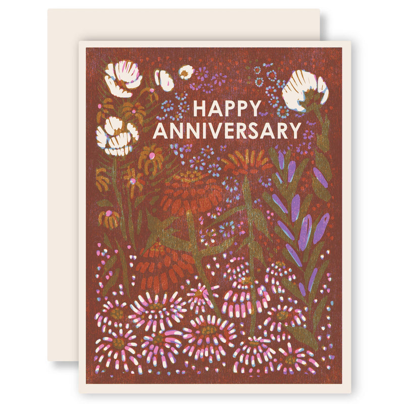 Rust Wildflowers Anniversary Card