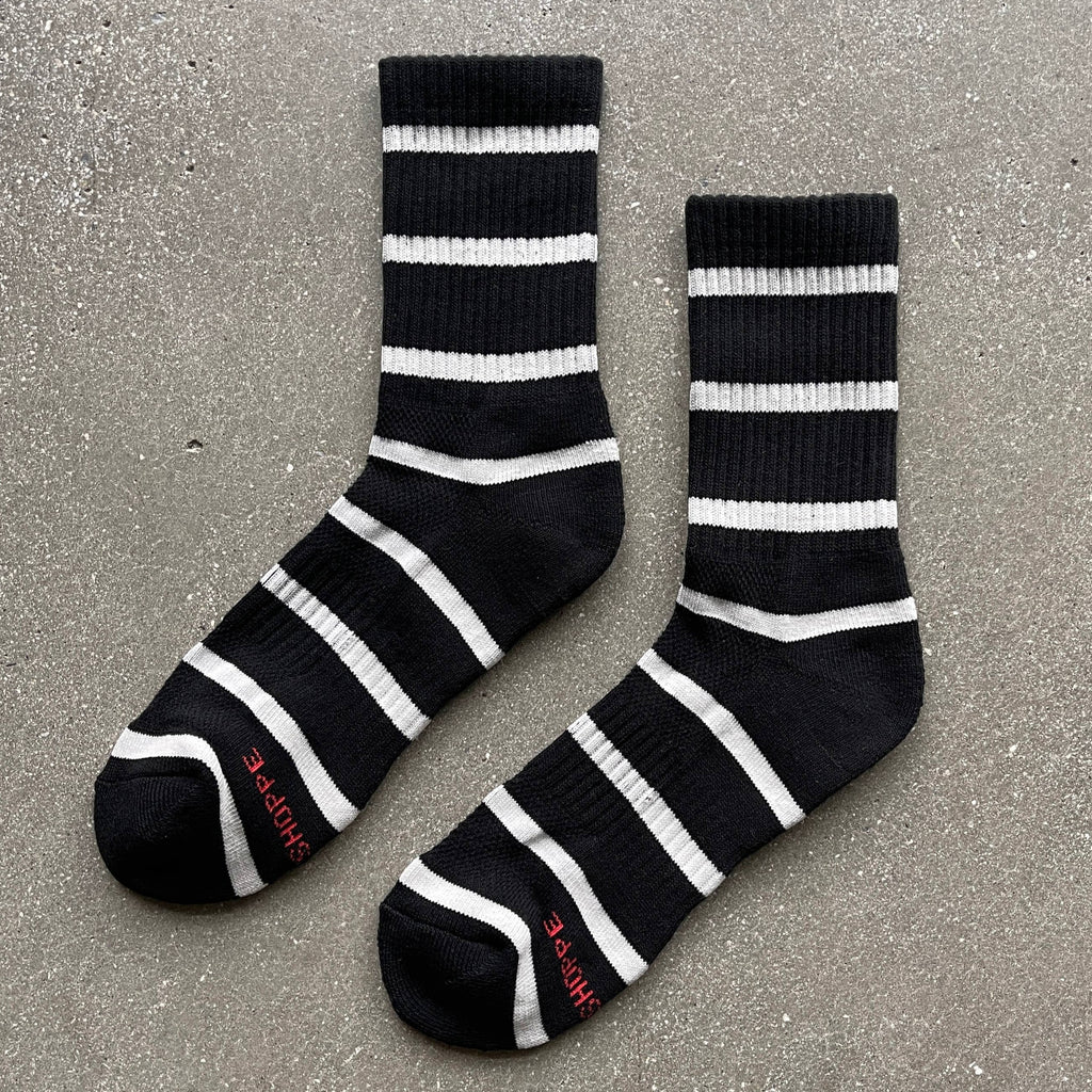 Boyfriend Socks in Black Stripes