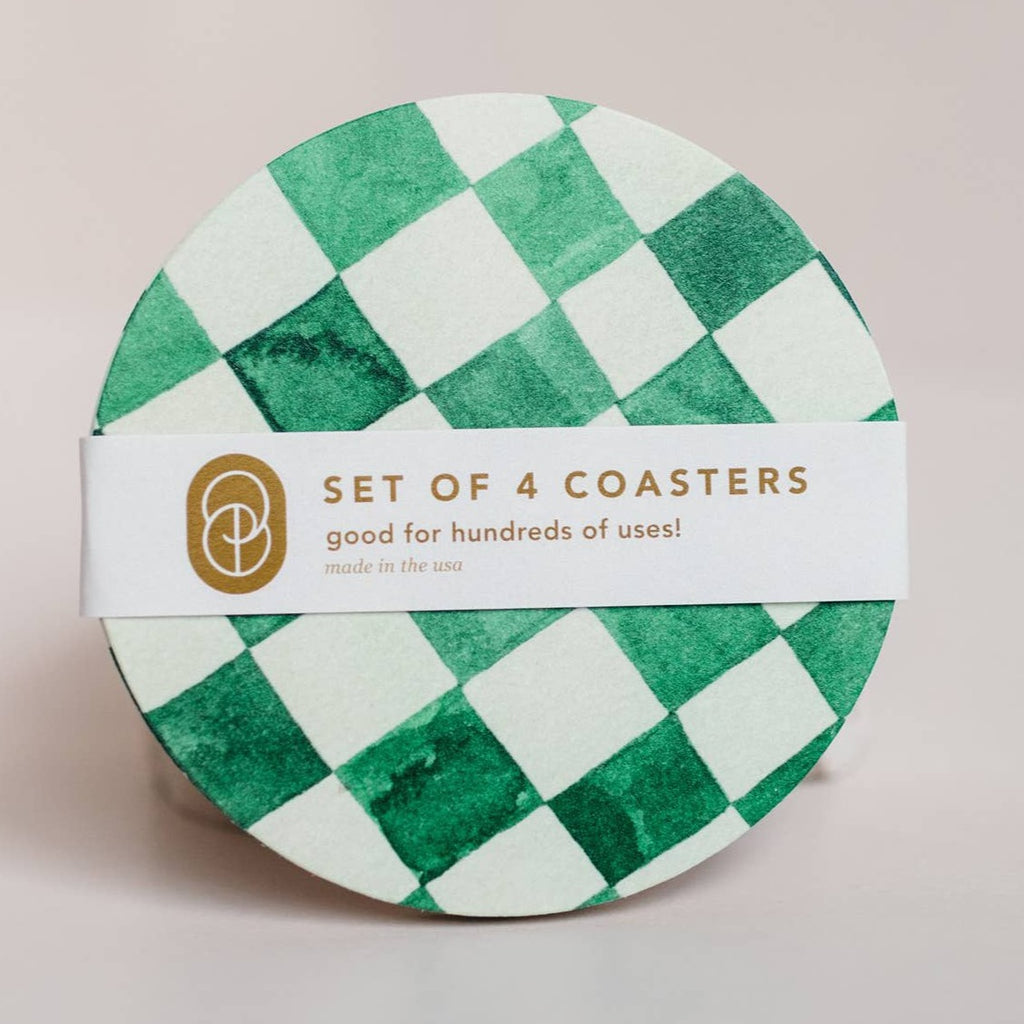 Green Checkered Coasters