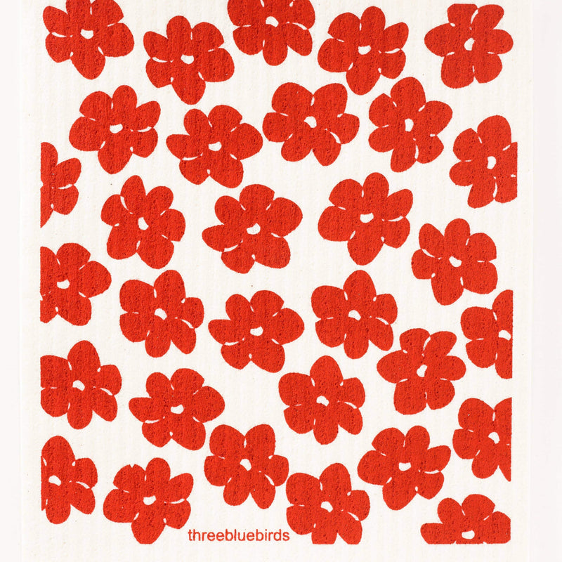 Red Poppies Swedish Dishcloth