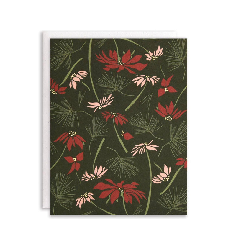 Poinsettia + Pine Card