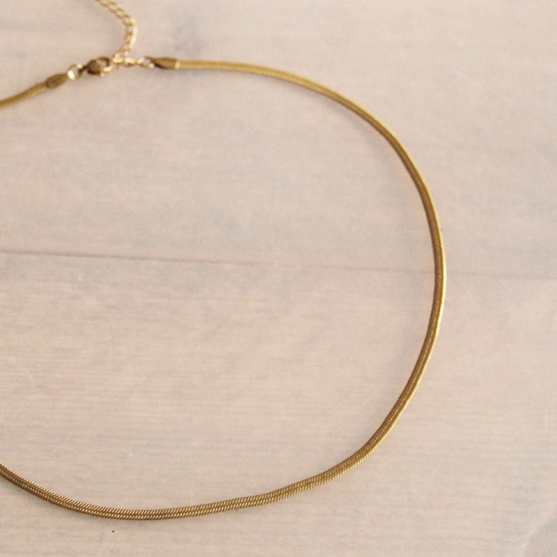 Flat Snake Chain Necklace in Gold