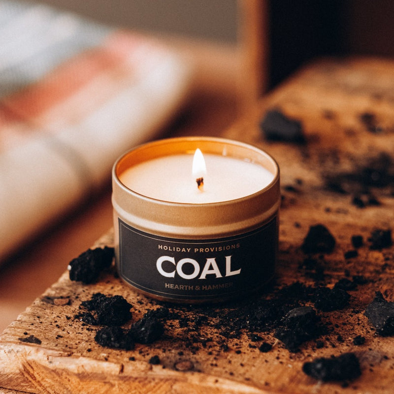 Coal Holiday Travel Tin Candle