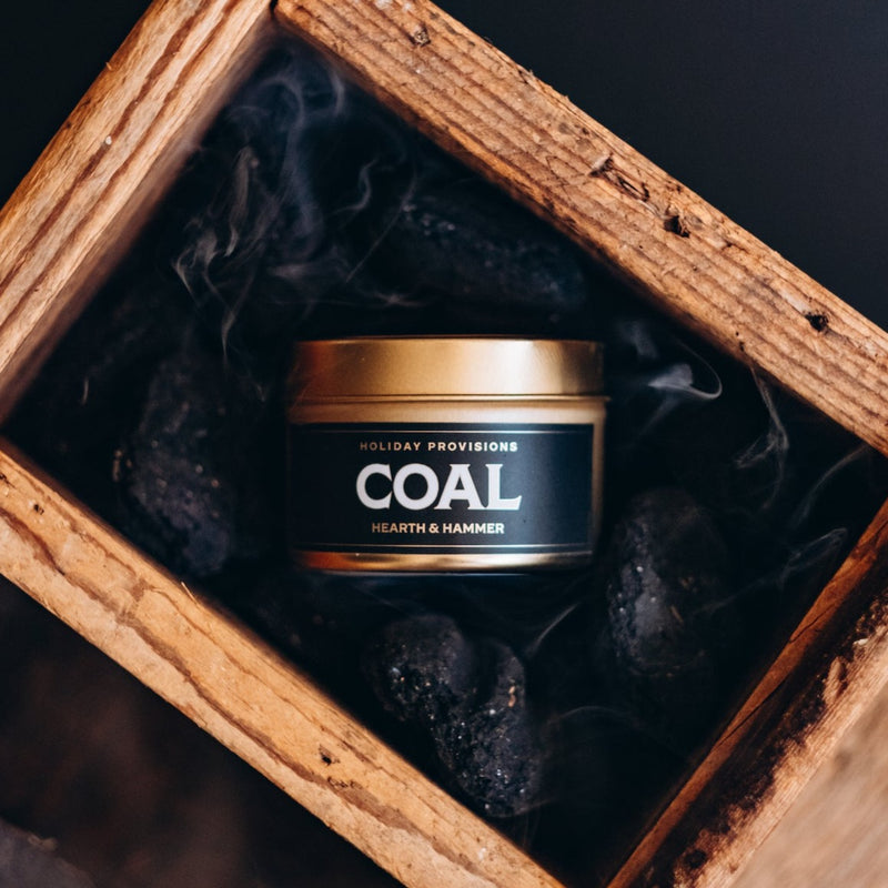 Coal Holiday Travel Tin Candle