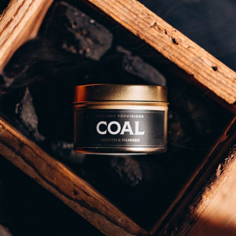 Coal Holiday Travel Tin Candle