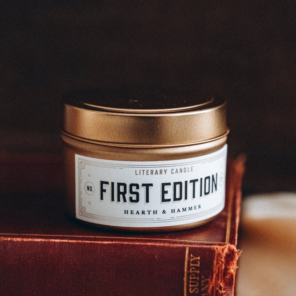First Edition Literary Travel Soy Candle Tin