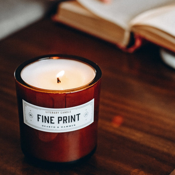 Literary Soy Candle Fine Print Scented Hearth & Hammer Hearth