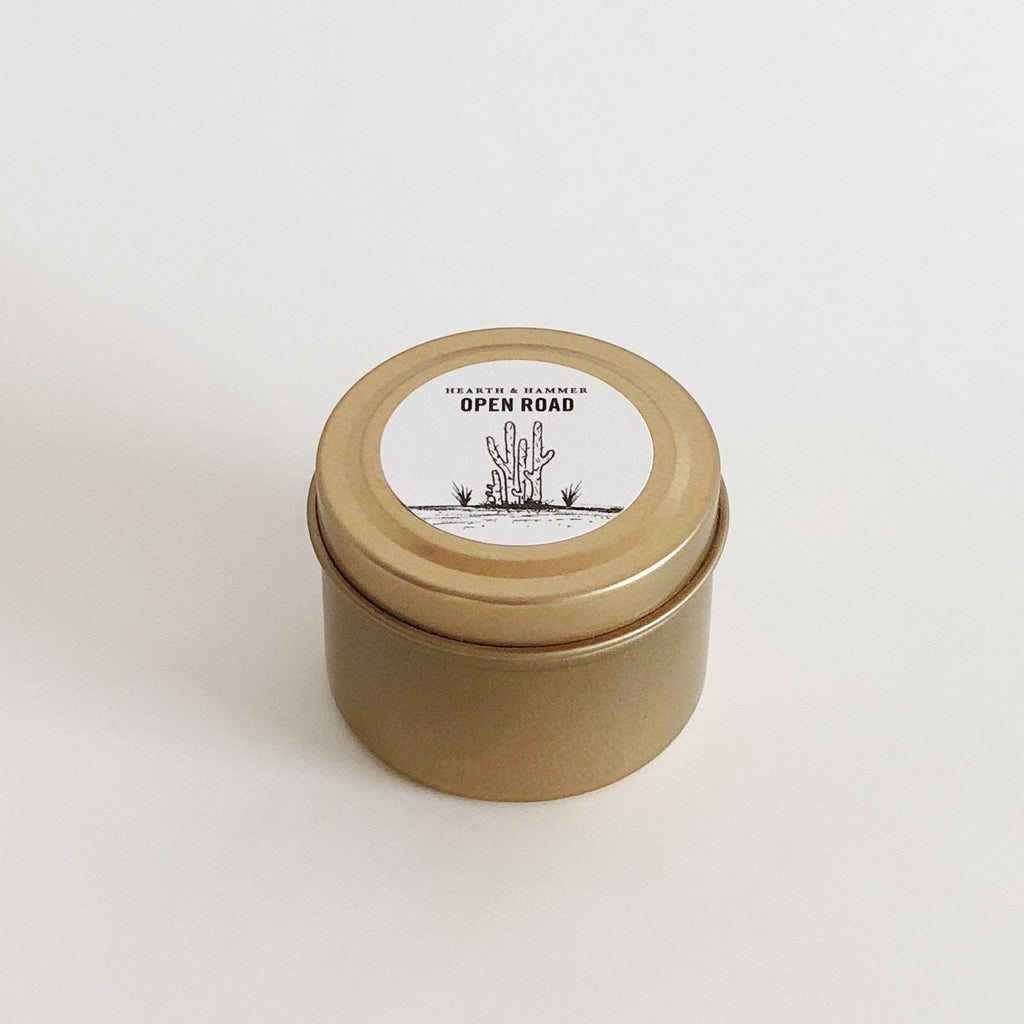 Open Road Literary Travel Soy Candle Tin
