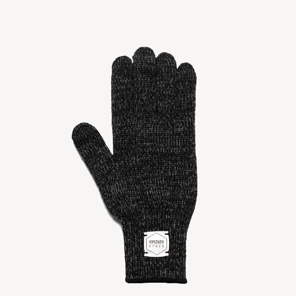 Large Black Melange Ragg Wool Full Glove