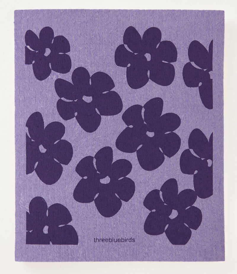 Flower Power in Violet Swedish Dishcloth