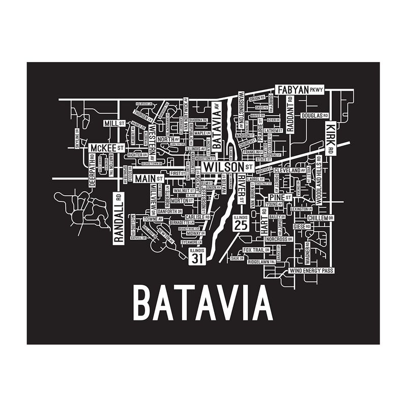 Batavia Map: Black & White