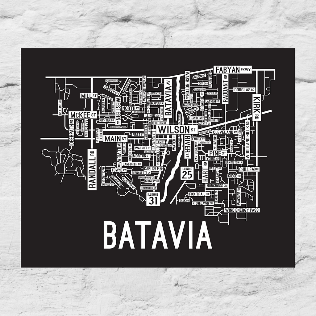 Batavia Map: Black & White