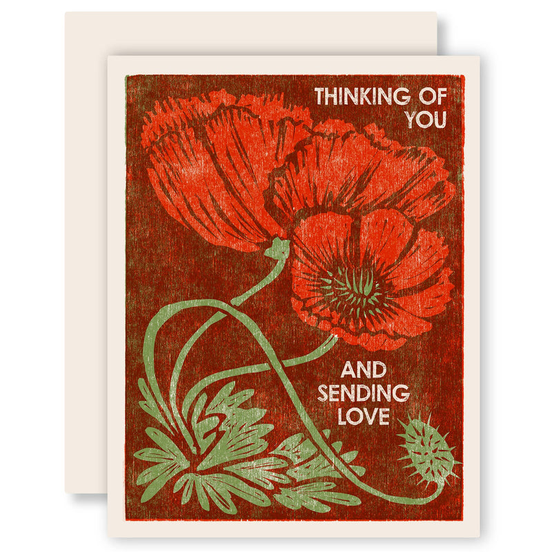 Red Poppies Thinking of You Card