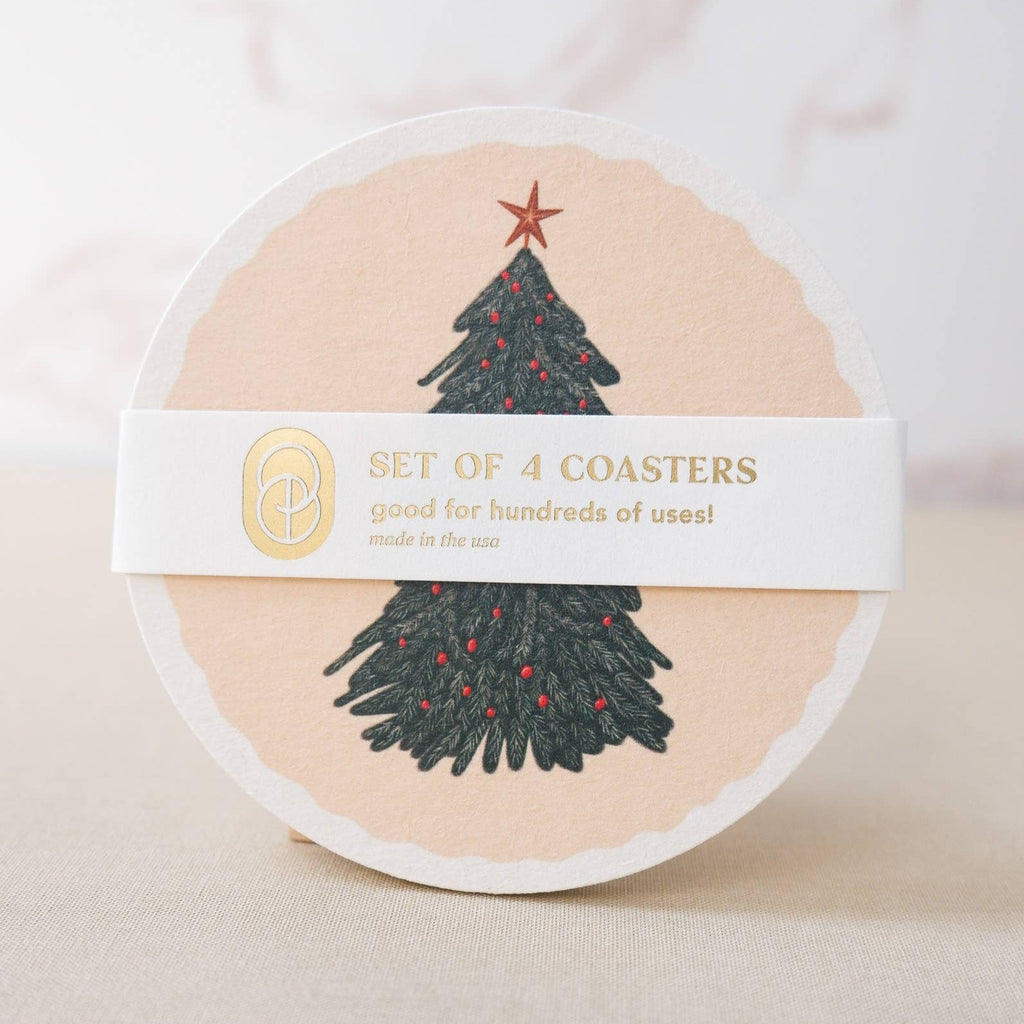 Peach Christmas Tree Coasters
