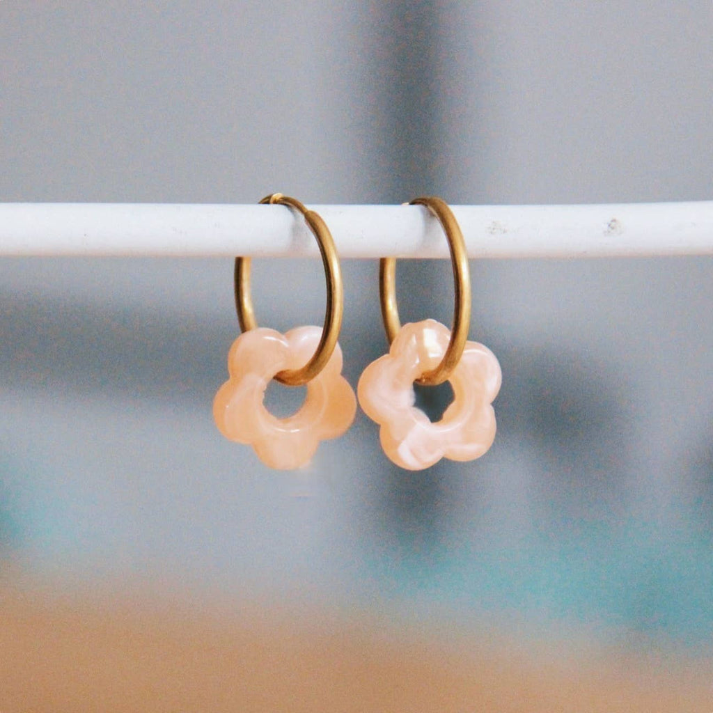 Peach Flower Earrings in Gold