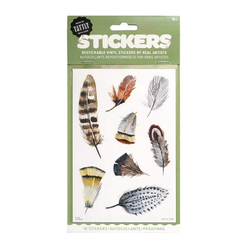 Watercolor Feather Sticker Sheet