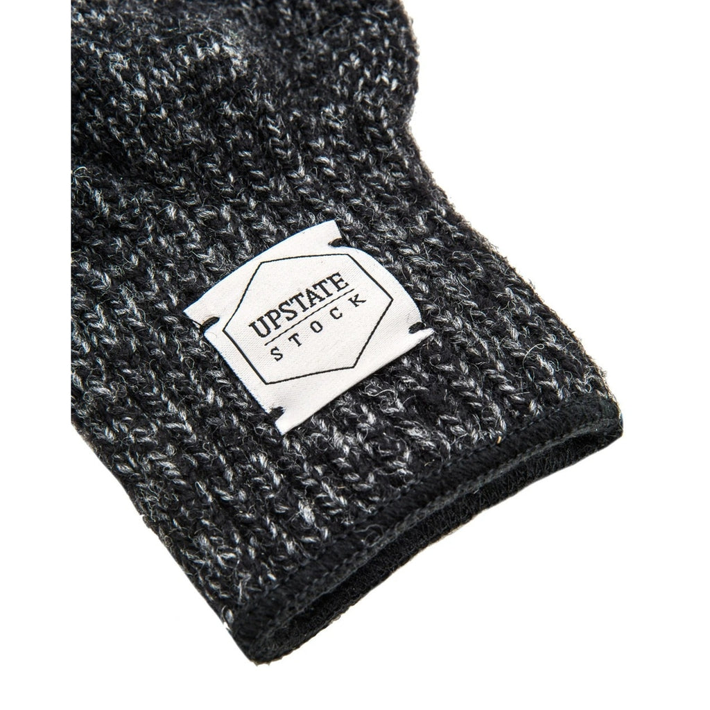 Large Black Melange Ragg Wool Full Glove
