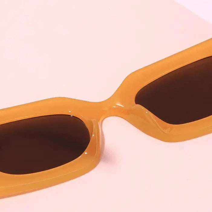 OOO Rectangle Frame Sunglasses in Orange and Brown