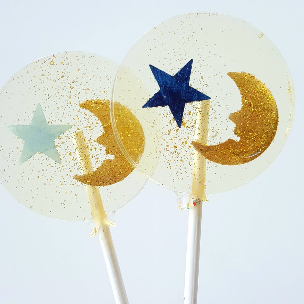 Gold Moon & Blue Star Lollipop